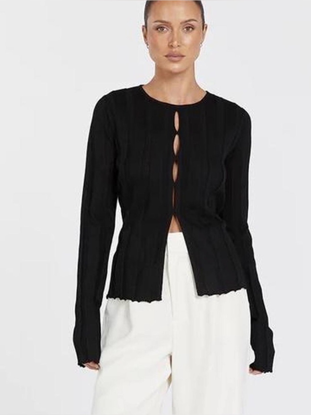 DISSH Black Long-Sleeve Ribbed Knit